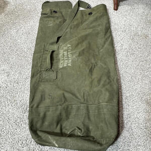 Vintage Military Heavy Canvas Duffle Bag Vietnam War Era US Army OD Green